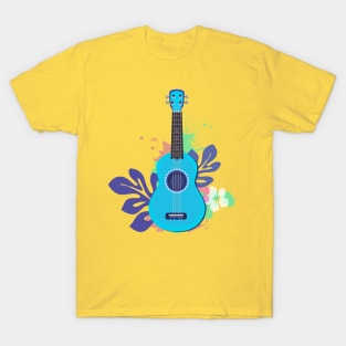 Dibujo de ukelele con hojas T-Shirt